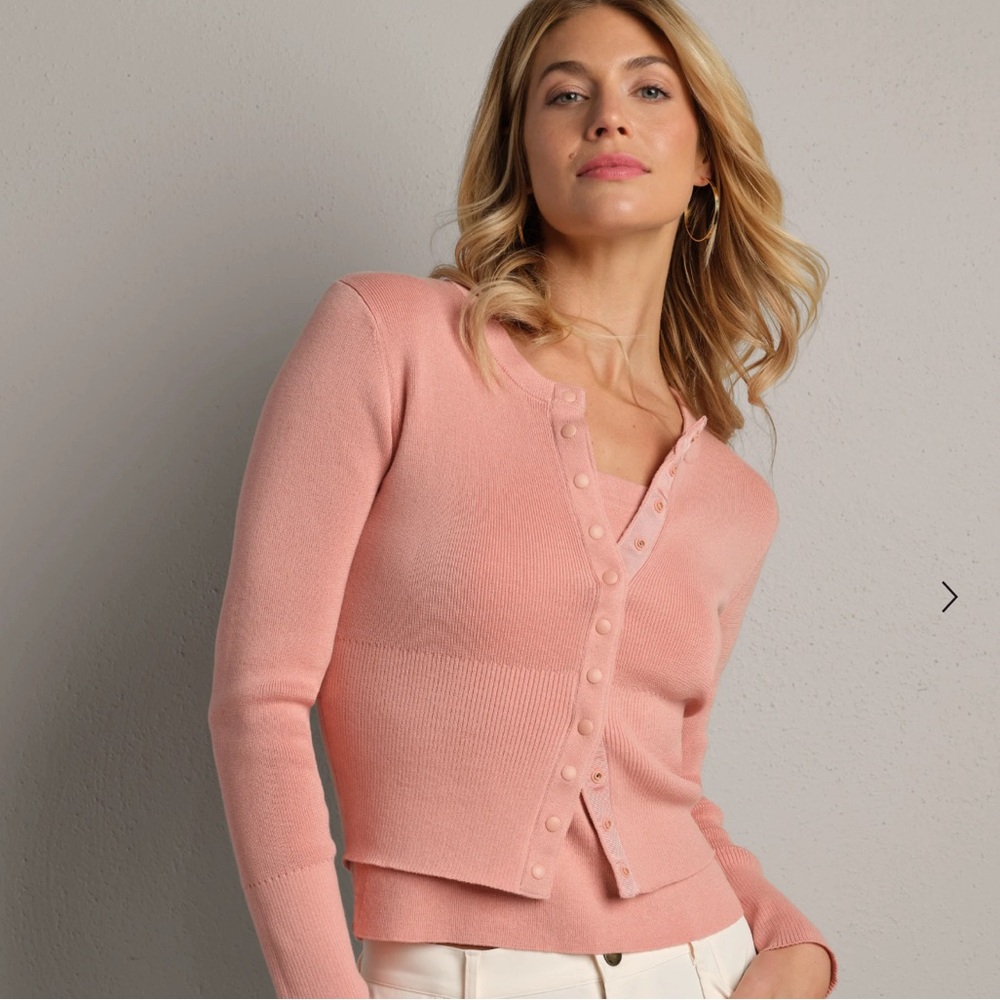 RHONE Sutton Snap Cardigan Coral Mist